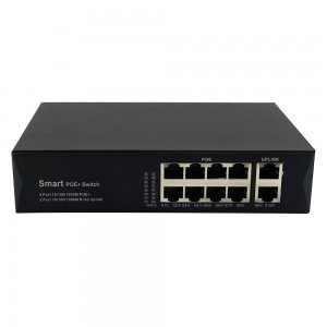 8 бандарҳои 10/100/1000M PoE + 2 Uplink Gigabit Ethernet Порт |Гузариш Smart PoE JHA-P40208BMHGW