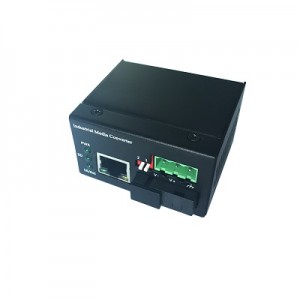 Industriële mini-glasvezelmediaconverter met 2 poorten, met 1 100Base-X SFP-sleuf en 1 10/100Base-T(X) Ethernet-poort