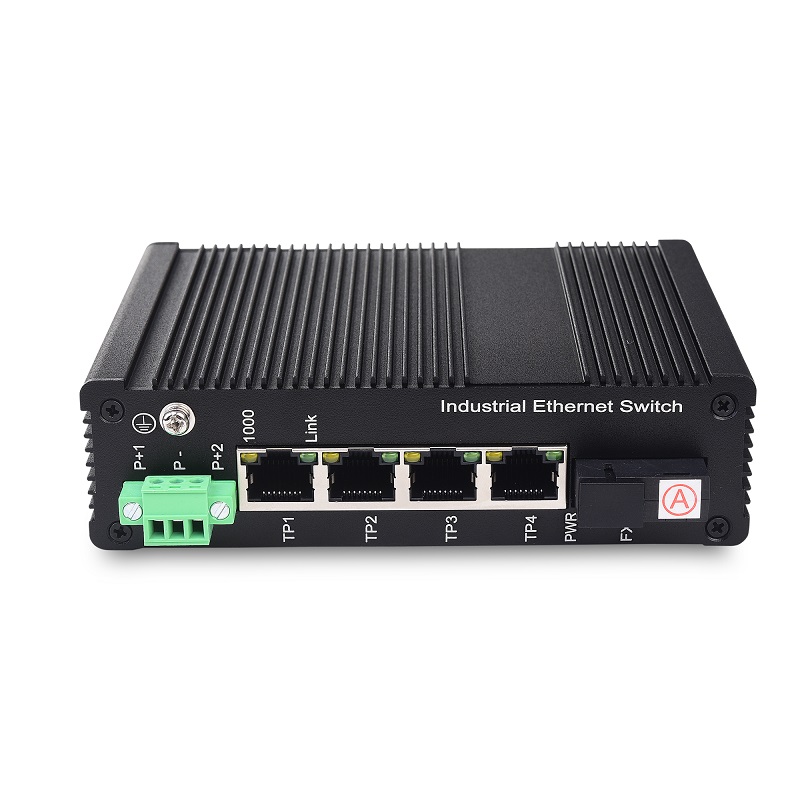 ¿Para qué se utiliza el conmutador Ethernet industrial no administrado de 4 puertos con 1 puerto de fibra?