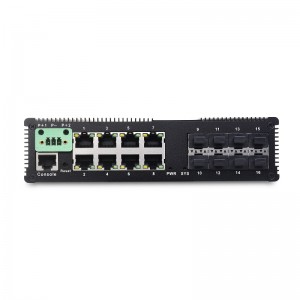 8 10/100/1000TX Dhe 8 Slot 1000X SFP |Ndërprerësi Industrial Ethernet i menaxhuar JHA-MIGS808H