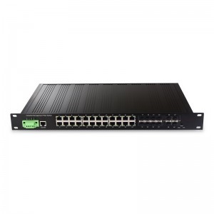 4 10G SFP+-Steckplätze und 8 Combo-Ports und 16 10/100/1000TX |Verwalteter industrieller Ethernet-Switch JHA-MIW4GSC8016H