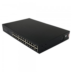 24 porte 10/100M PoE+2 Porta e ethernetit Gigabit Uplink |Ndërprerësi inteligjent PoE JHA-P302024CBMHGW