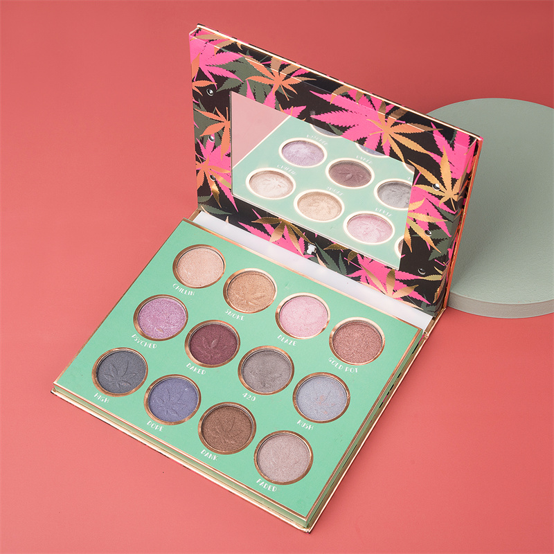 Full printed 12 Colors cardboard eyeshadow Palette With LED Mirror Featured Image