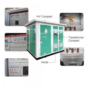 IEC 62271-202 ស្តង់ដារ 500 kva 15000v 400v ប្រអប់ចែកចាយ Transformer Substation2