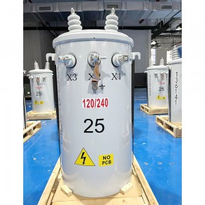 IEC 60076 Standar 50 kVA 100 kVA 13,8kV Hingga 120/240V Transformator Pemasangan Tiang Fase Tunggal5
