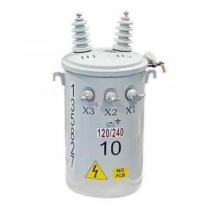 IEC 60076 סוג קונבנציונלי סטנדרטי 25 kva 4160V עד 208/120V שנאי חד פאזי בעל מוט4