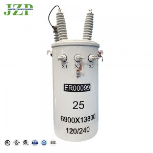 JZP Equip With Lightning Rod 125kva 150 kva 7200v 208/120v Subtractive Polaritas Pole-mount Transformer