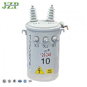 JZP Equip With Lightning Rod 125kva 150 kva 7200v 208/120v Subtractive Polarity Pole-mount Transformer