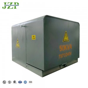 JZP CSA มาตรฐาน 50 kva 75 kva 34500/19920v 2400v ไฟฟ้าเฟสเดียวแผ่นติดตั้งหม้อแปลงไฟฟ้า 1