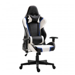 Cadeira de xogos de carreiras de ordenador de coiro PU para xogadores con respaldo alto e ergonómico moderno