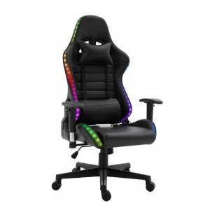 Сучасне шкіряне лежаче ігрове крісло зі світлодіодним підсвічуванням, ігрове крісло Racer RGB