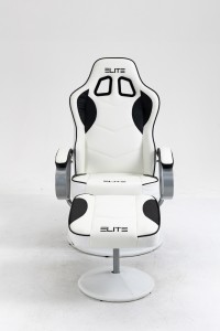 Современное кресло с оттоманкой и эргономичными поворотными кожаными стульями для игр из искусственной кожи с высокой спинкой