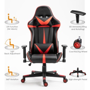 Chaise de jeu luxueuse ergonomique inclinable en cuir PVC Sillas de Oficina