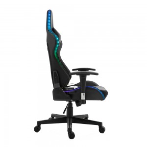 Moderner, farbenfroher Design-Drehstuhl aus schwarzem PU-Leder, ergonomischer, verstellbarer Computer-Gaming-Stuhl für Gamer
