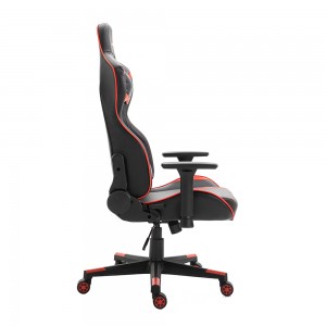 Офісне ергономічне гоночне шкіряне PU, регульоване лежаче комп'ютерне ігрове чорне ігрове крісло