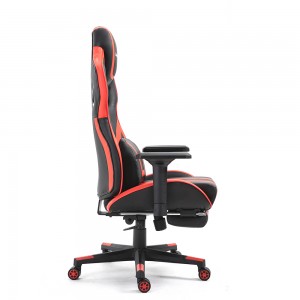 Модерна кожна канцелариска столица со висок грб Pu кожна гејмер Прилагодлив потпирач за рака Тркачки стол за игри со потпирач за нозе