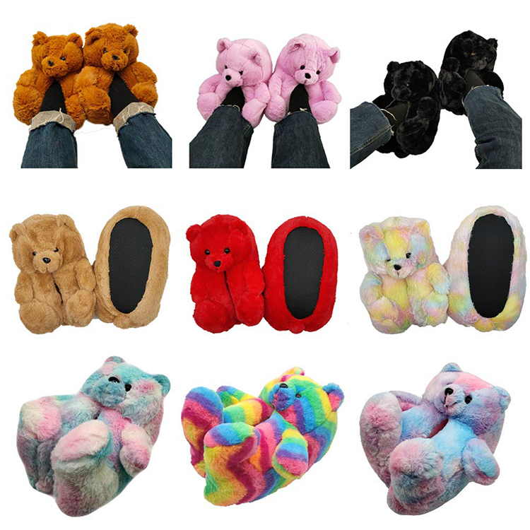 Cheap teddy bear Plush Slippers 2022 US WAREHOUSE fluffy Vendor Teddy Bear Slipper For Women Girls Featured Image
