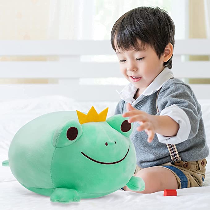 35/42cm cute Crown Frog plush toy soft down cotton stuffed pillow kids toys kawaii smile frog dolls for children birthday gift