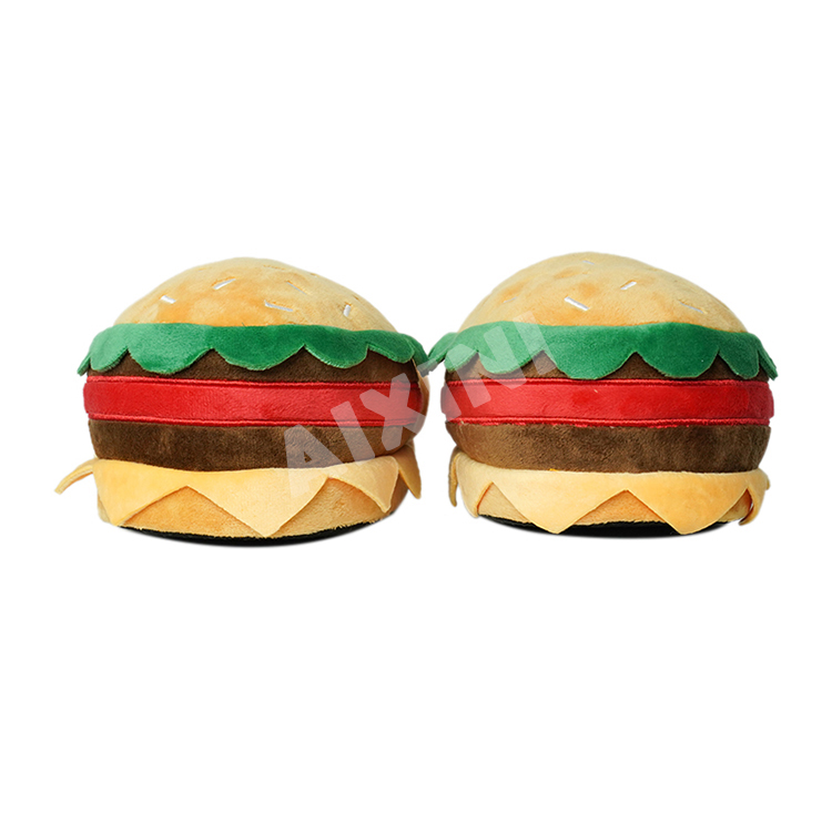 hamburger food plush slippers