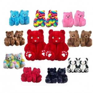 Cheap teddy bear Plush Slippers 2022 US WAREHOUSE fluffy Vendor Teddy Bear Slipper For Women Girls