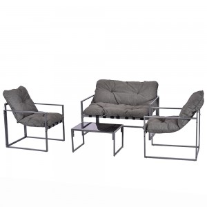 JJS5203-BLK Steel Sofa Set 4pcs