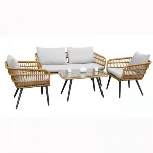 Steel rattan 4pcs sofa set outdoor use with KD structure