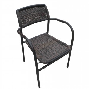 JJC1037W Steel Frame Stacking Wicker Chair