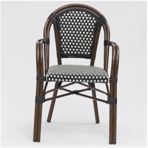 JJZF2004C Odolná hliníková tkaná proutěná jídelní židle Ratanová kávová židle Ratanová židle s hliníkovým rámem