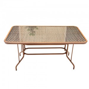 JJZF2010T Rectangle aluminum PE coffee table high quality outdoor rattan furniture wicker patio table frame rattan table