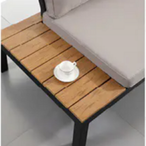 JJS14886 PS Kayu Atas Meja Aluminium Bingkai Set Sofa Sudut Como