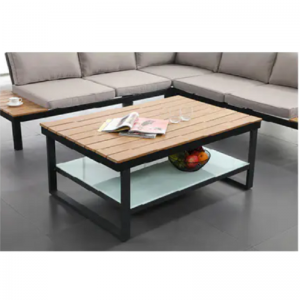 JJS14886 PS Wood Table Top Aluminiomu fireemu Como Corner aga Ṣeto
