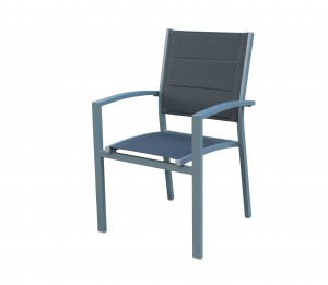 JJC417 Aluminum textilene stacking chair with armrest