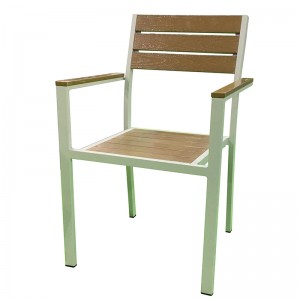 JJC14005 Aluminiowe krzesło do sztaplowania z drewna PS