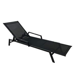 Outdoor Beach Furniture Steel / Aluminous Sun Loungers JJ-LC323-BLK-BLK-GG