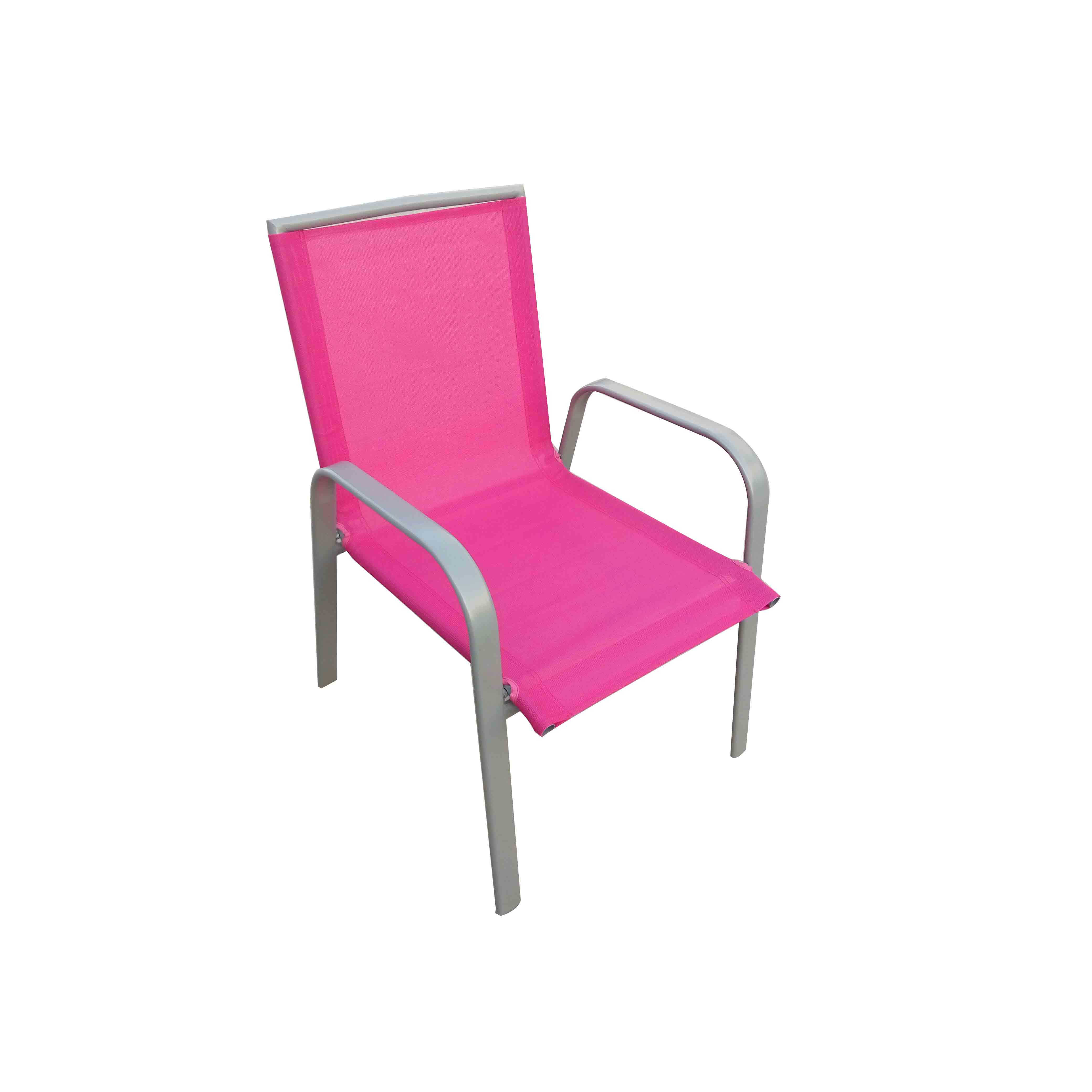 China Manufacturer for Outdoor Corner Couch - JJ302C-Fuscia Kid’s steel textilene stacking chair – Jin-jiang Industry