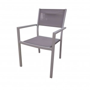 JJ422 Aluminum textilene stacking chair with armrest