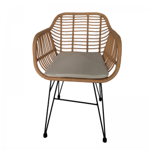 JJC1042 Steel Frame Rattan Chair with Armrest