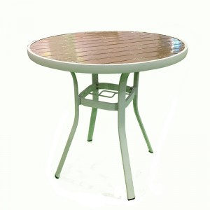 JJT14002 Aluminum PS wood round outdoor table