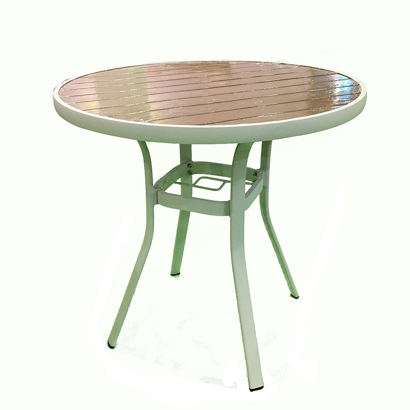 JJT14002 Aluminum PS wood round outdoor table