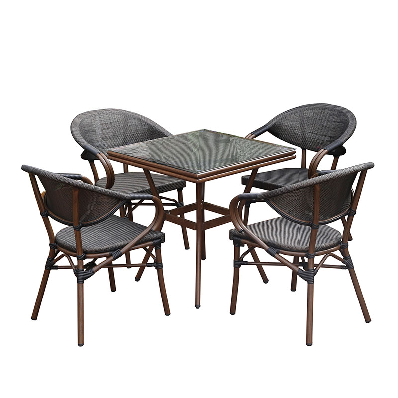 China Wholesale Lowes Patio Furniture Company - JJS4001 Bamboo looking  aluminum textilene set with rattan – Jin-jiang Industry