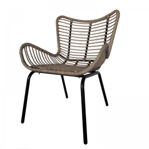 JJC1045W Steel Frame Rattan Chair with Armrest