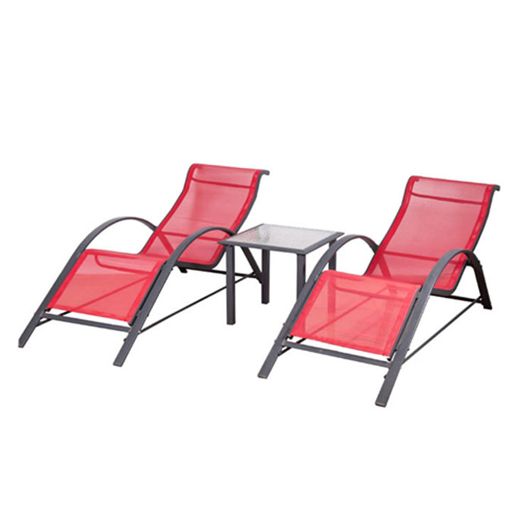 JJS4011 Aluminium ligstoelset, driedelige chaise longue