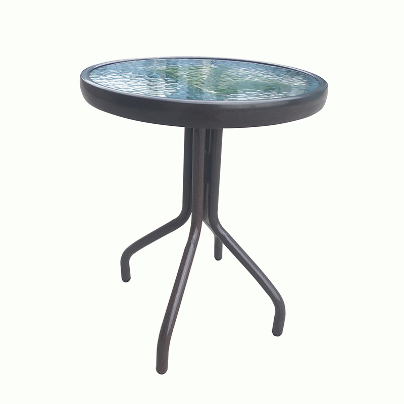 Best Price on High Quality Foldable Table - JJT3011G Steel frame outdoor bistro glass table – Jin-jiang Industry
