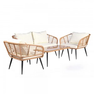 JJS3041 Steel rattan 4pcs sofa set outdoor use with KD structure
