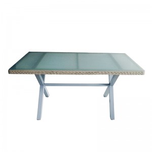 Famous Discount Rectangle Outdoor Table Suppliers - JJT230G Aluminum rattan glass dnining table – Jin-jiang Industry