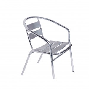 JJ6102C Cadeira de patio de xardín exterior apilable con lamas de aluminio
