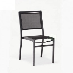 JJC418 Aluminum textilene stacking chair without armrest