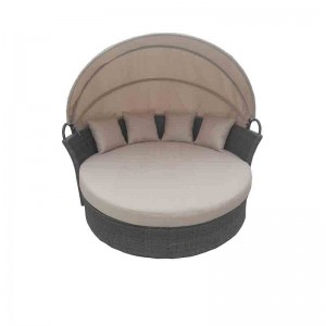 JJ811AL Steel rattan big round lounger with roof