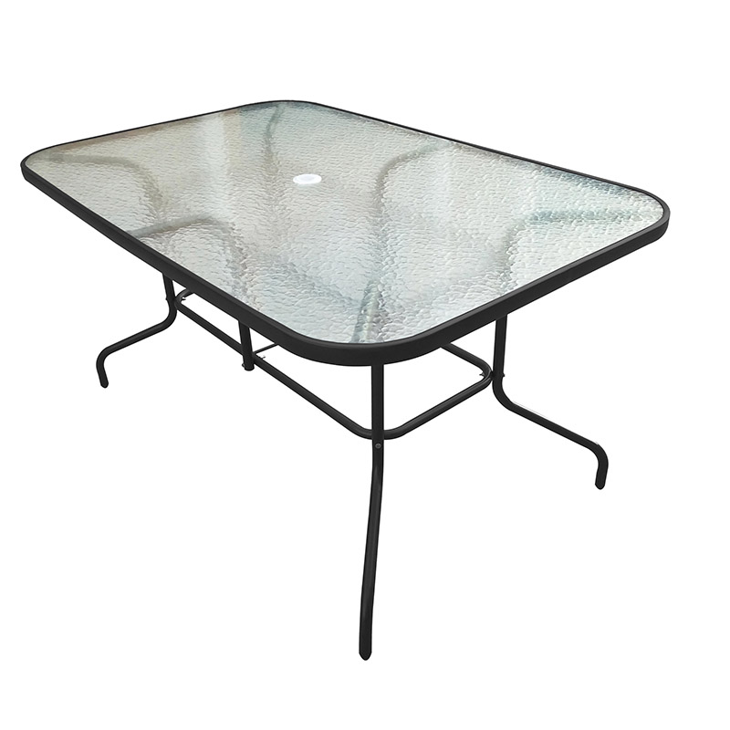 JJT3018G(black) Steel frame outdoor glass table