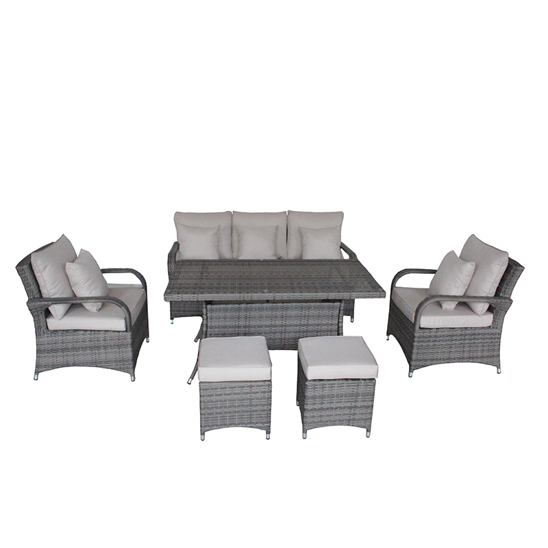 JJS209AL Aluminum rattan 6pcs sofa set